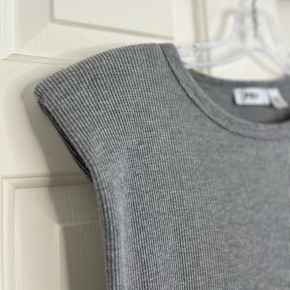 NWT Priv Grey Waffle Knit Dress XS Structured Shoulder - Picture 8 of 11